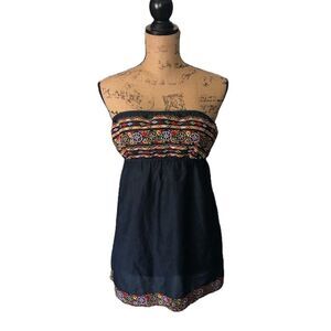 Strapless embroidered Theme babydoll blouse